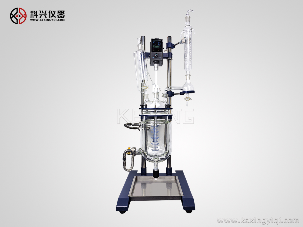 5L桌面臺(tái)式小型玻璃雙層攪拌調(diào)速反應(yīng)釜